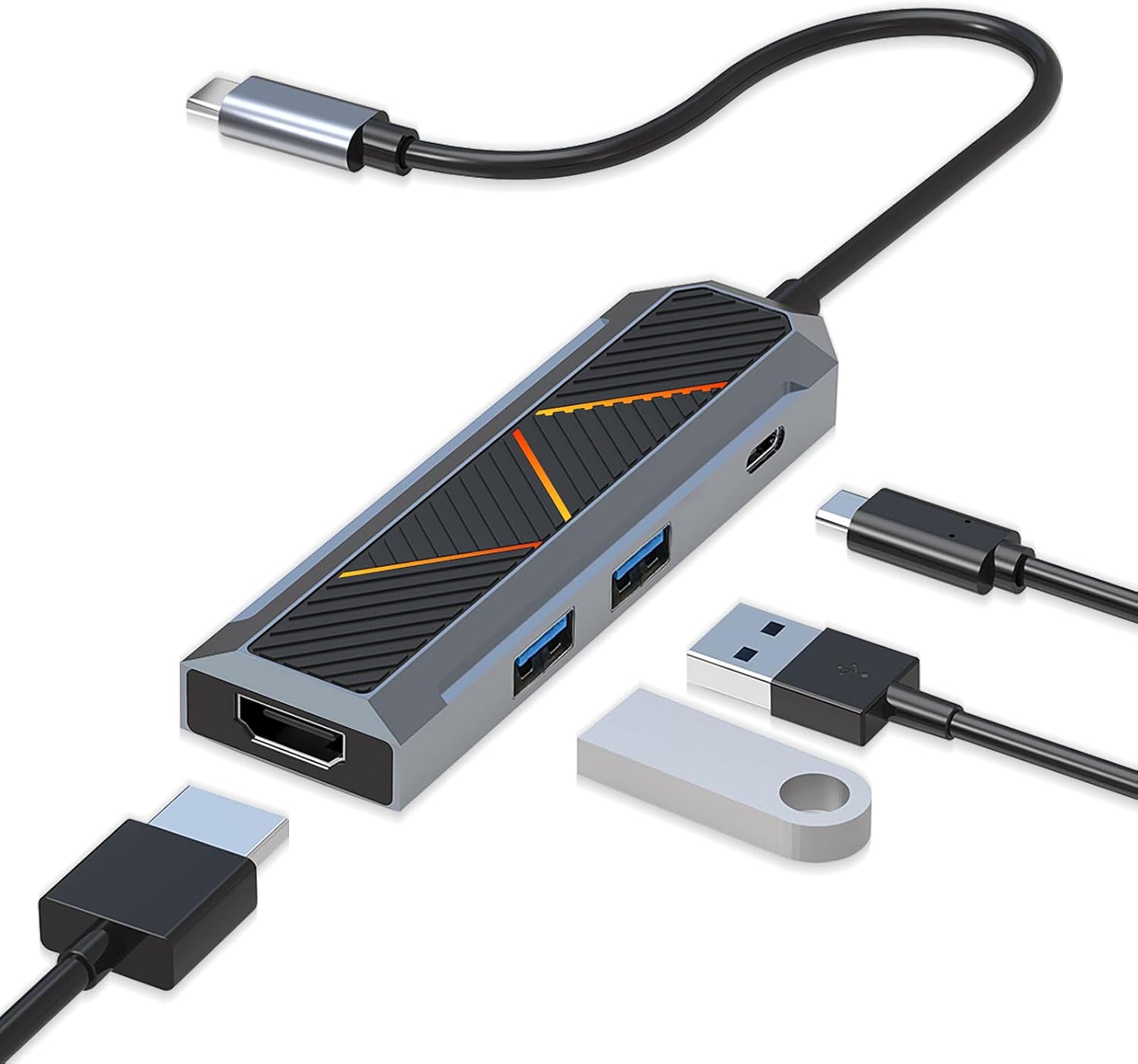 4K 60Hz HDMI Ayırıcılı 4'ü 1 arada USB-C Hub