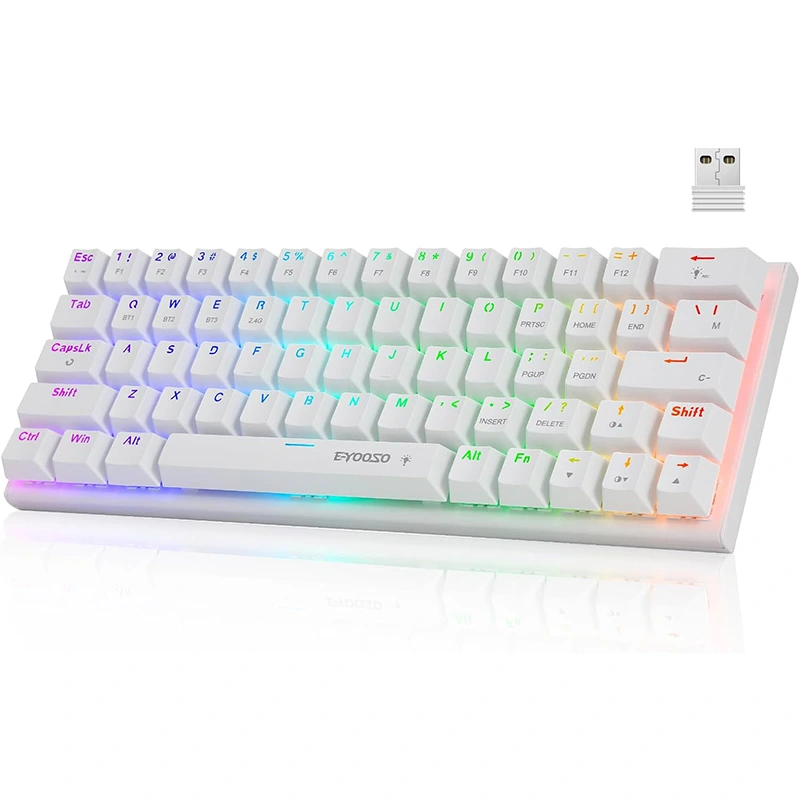 63 RGB Tuşlu kablosuz BT 2,4 GHz tip-c Mekanik Oyun Klavyesi