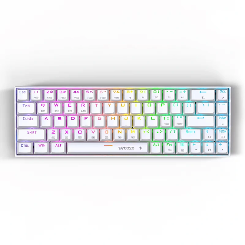 68 Tuşlu RGB kablosuz BT 2.4GHz Mekanik Oyun klavyesi