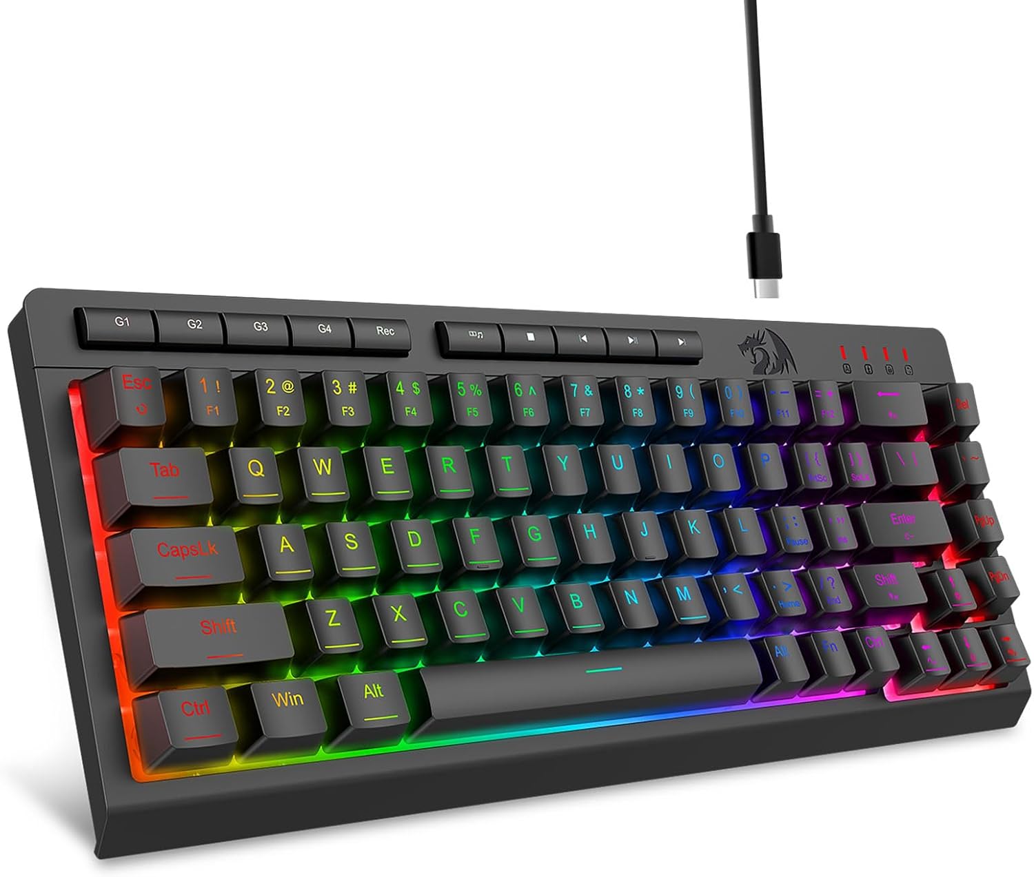 Siyah K519 Kablolu Oyun RGB Arkadan Aydınlatmalı Klavye